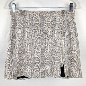 Vtg Y2K Snakeskin Animal Print Mini Micro Skirt Zipper Silver A Line 90s Indie